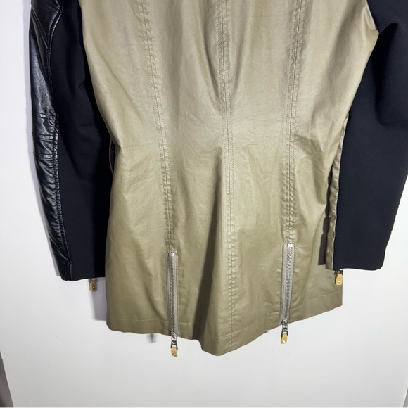 Nicole Benisti Green & Black Faux Leather Moto Biker Jacket Size XL - Picture 7 of 10